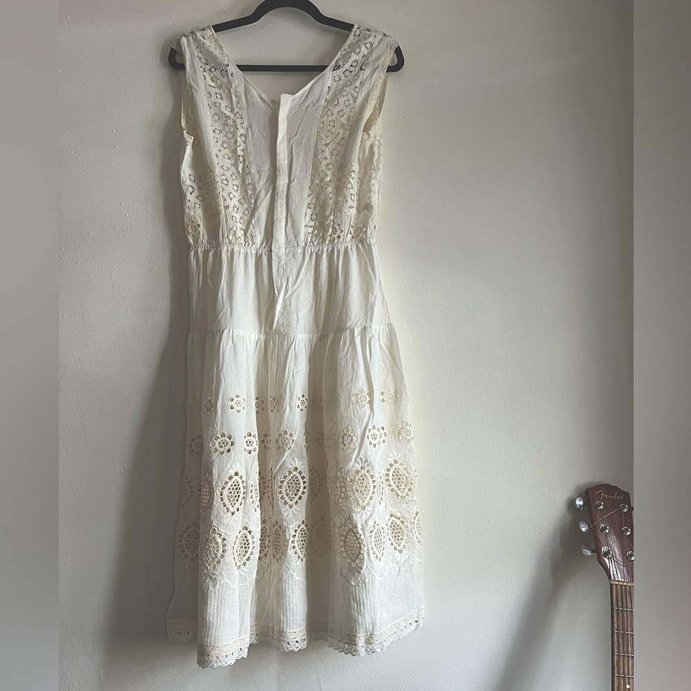 Cream Eyelets summer dress - S